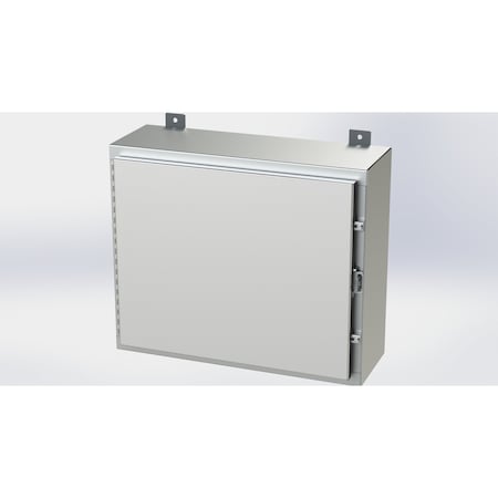 Saginaw Control & Engineering Padlockable Hasp Electrical Enclosures, 20 in H, 8 in D, 24 in W, NEMA 4X, 316 Stainless Steel SCE-20H2408SS6LP